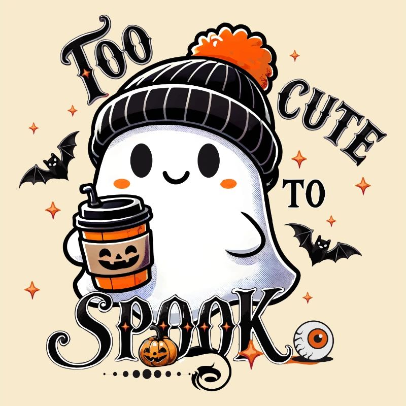 cooler Geist mit Pudelmütze & Pumpkin Spice Latte