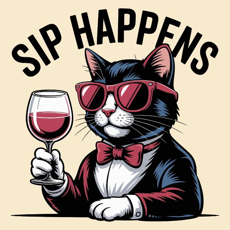 Sip Happens Cat Wine Lover