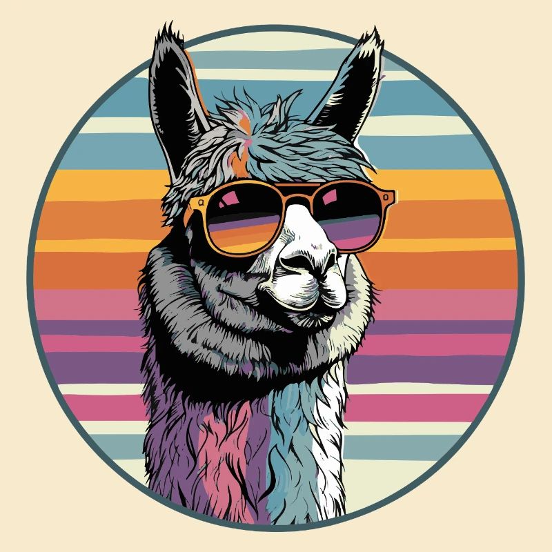 Lama avec lunettes de soleil de style rétro