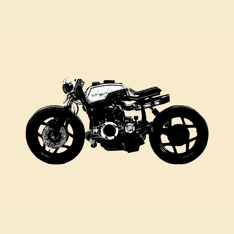 Black Motorcycle Silhouette Retro