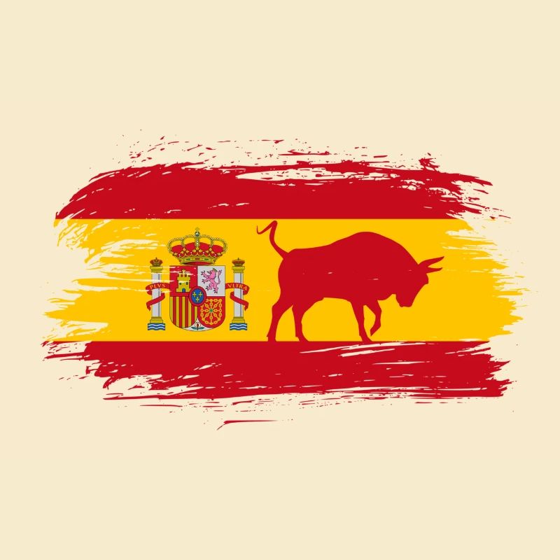 Spain Flag Design with Bull / Gift Madrid