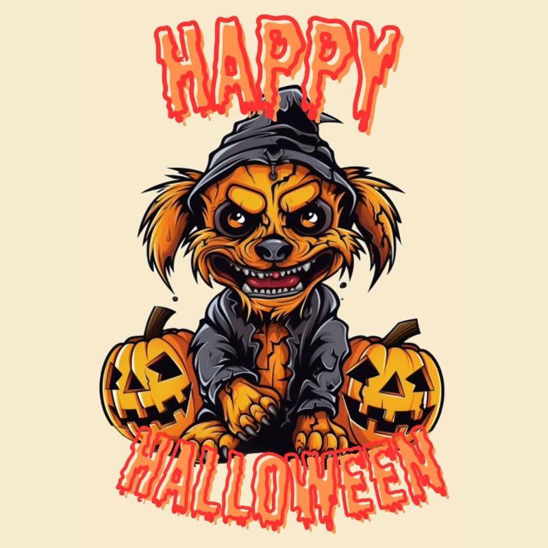 Chien d’Halloween mignon avec des citrouilles