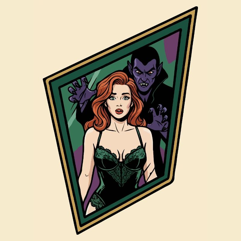 Ginger pin-up with vampire
