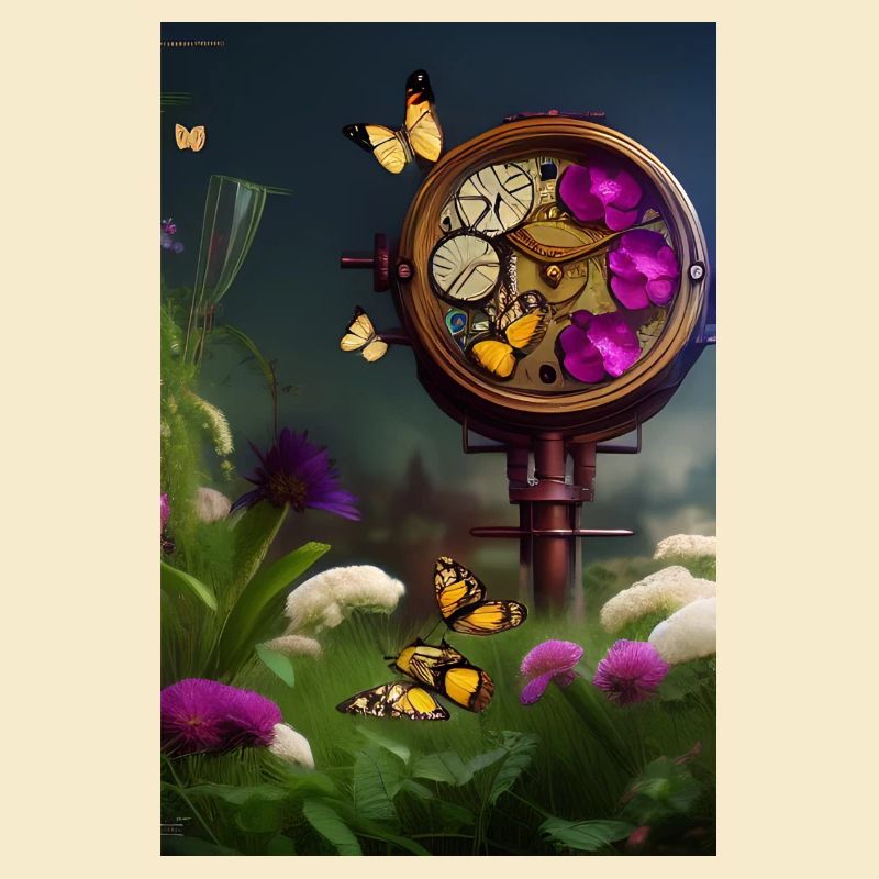 Fleurs et papillon