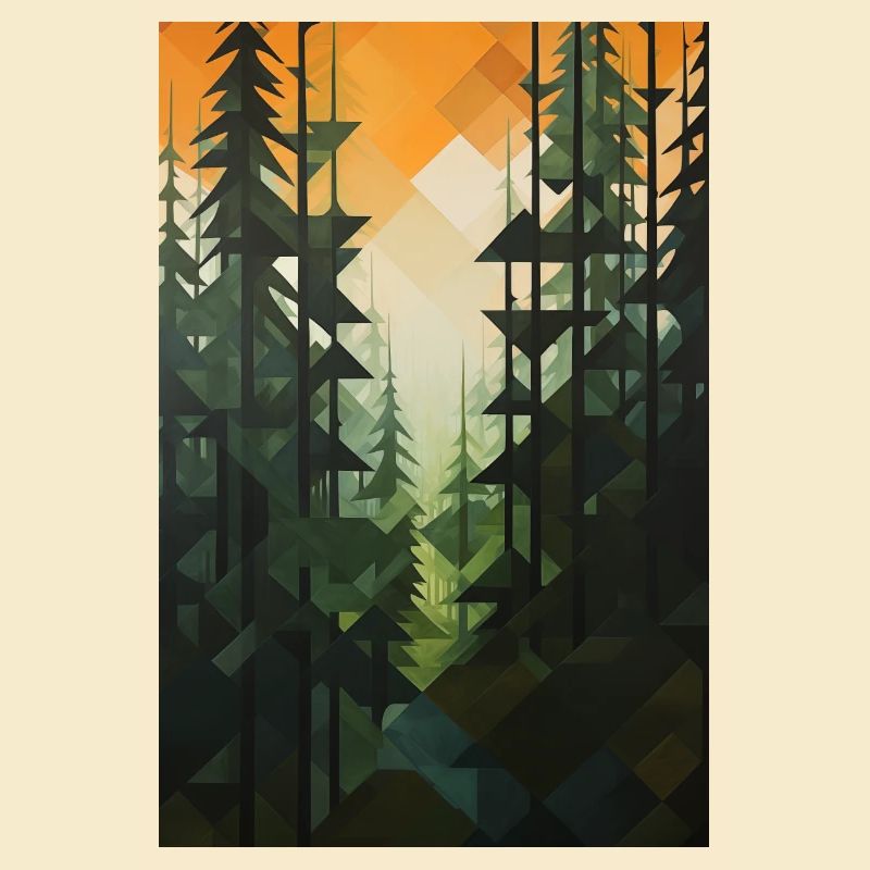 Forest Landscape in Geometric Style