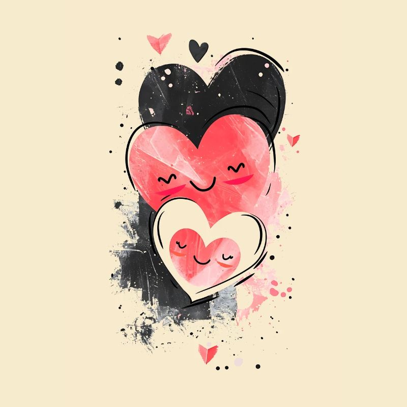 Three Happy Heart Faces | Cute and Content.