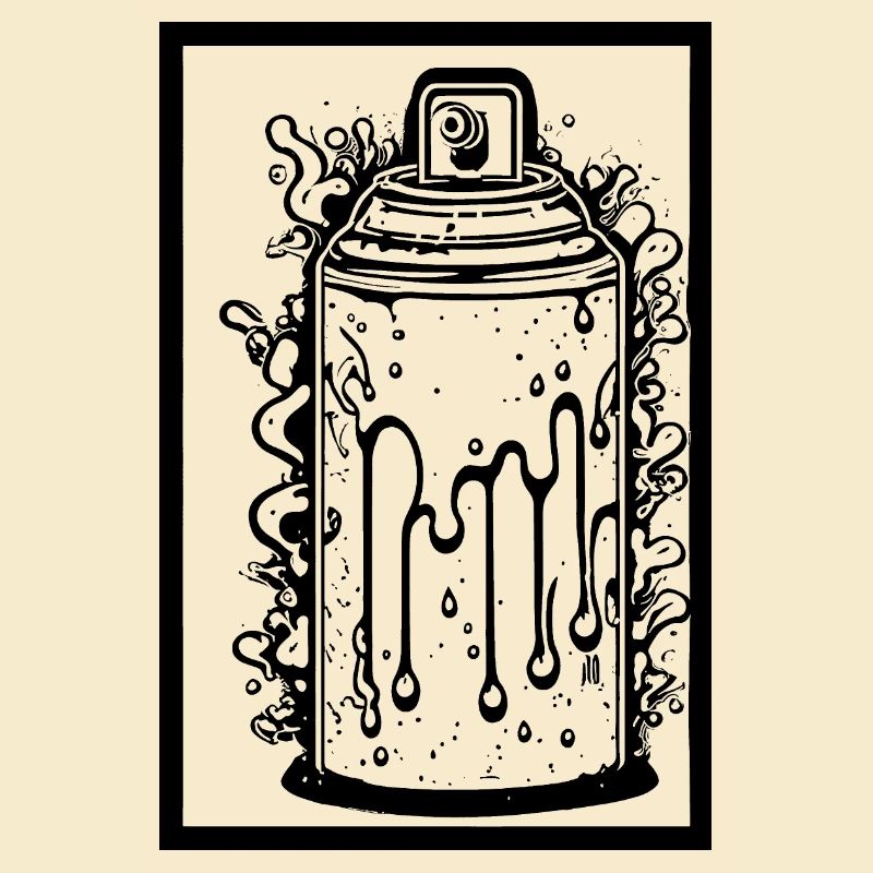 Comic spray can with drops in frame