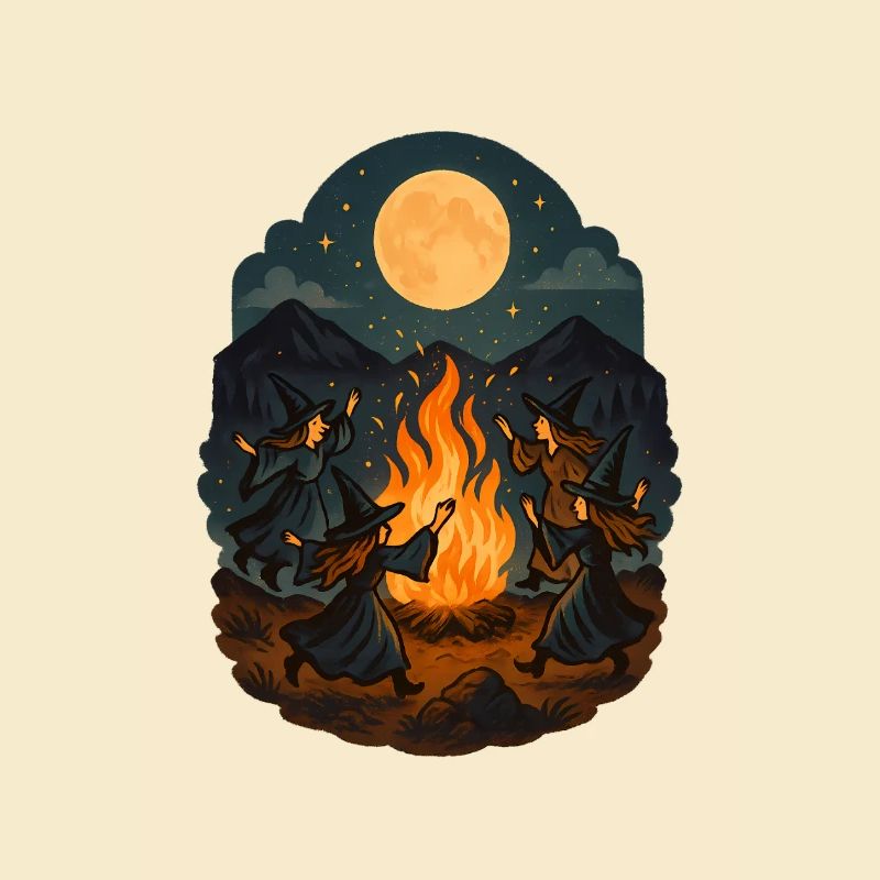 Witch Dance at Full Moon – Magic Fire Ritual