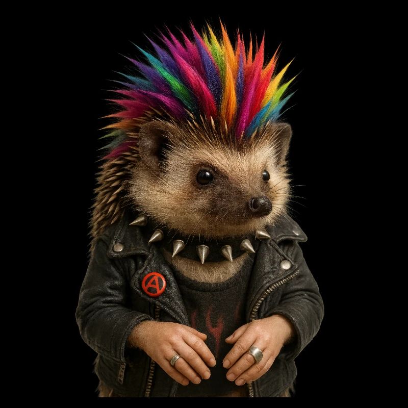 Bunter Igel Punk mit stylischem Flair