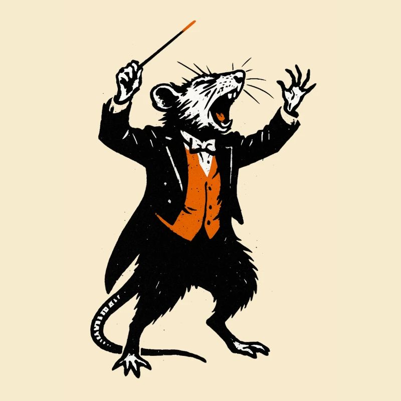 Ratte als Dirigent im Smoking