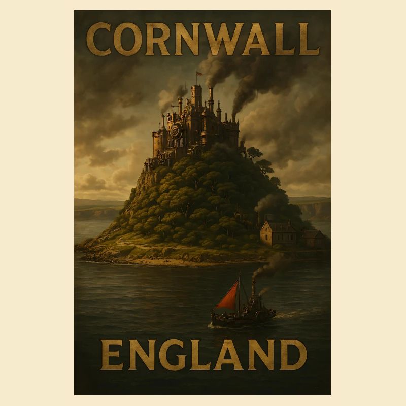 Cornwall England – Steampunk Reiseposter