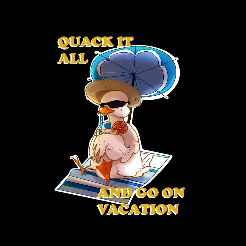 Silly chilled duck on summer vacation (white)