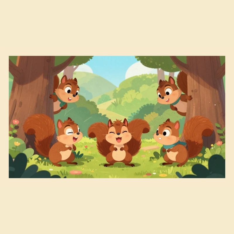 Amis écureuils jouant à cache-cache dans la forêt