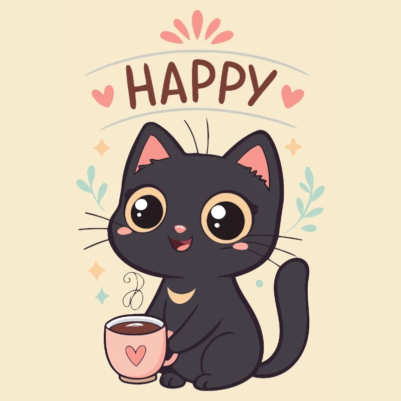 Black Cat Happy Coffee
