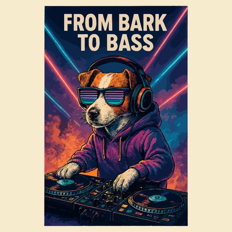 Jack Russell Terrier DJ Platines Bass Techno