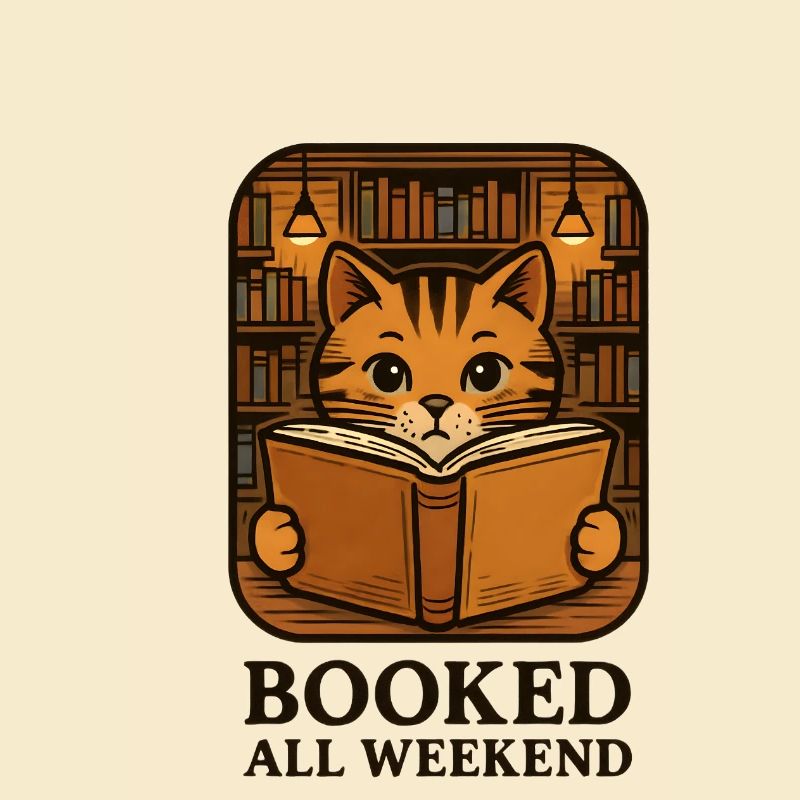 Reading cat on the bookshelf