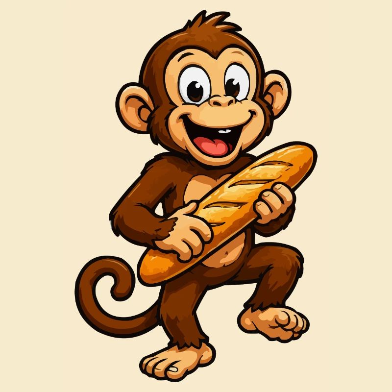 Dessin animé du singe à la baguette