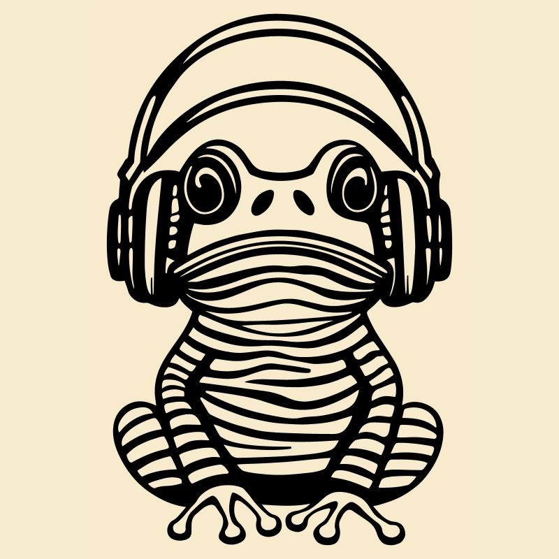 Frosch mit Kopfhörern