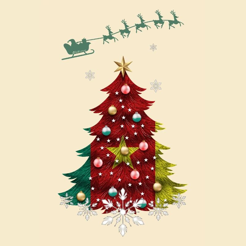 Sapin de Noël avec drapeau du Cameroun