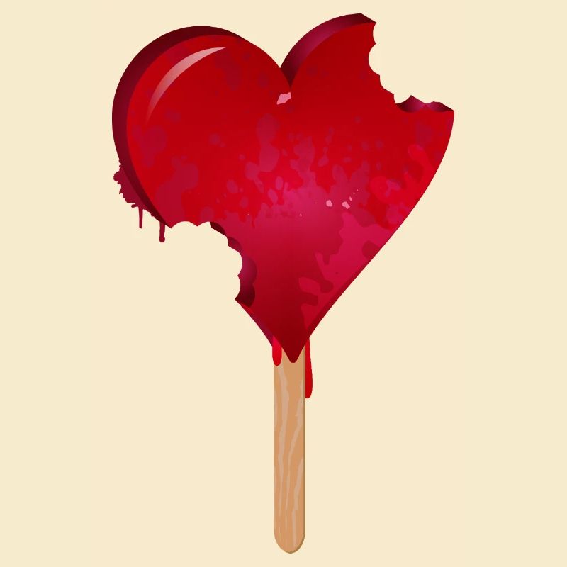 Rotes Herz Eis mit Biss