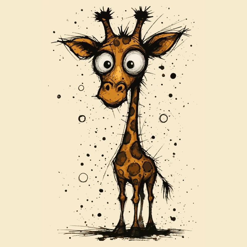 Funny giraffe with big eyes – comic splash