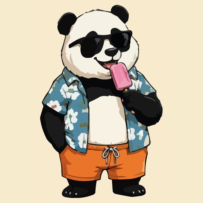 Panda Strand mit Eis