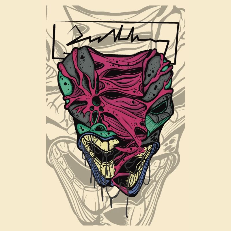 Colorful distorted mask face