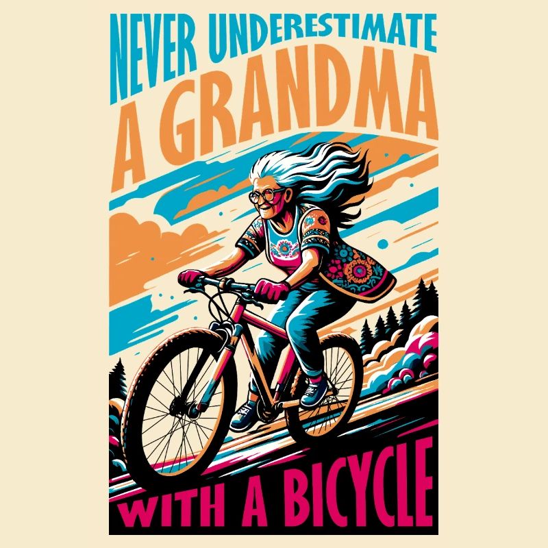 Conception vibrante de grand-mère à vélo