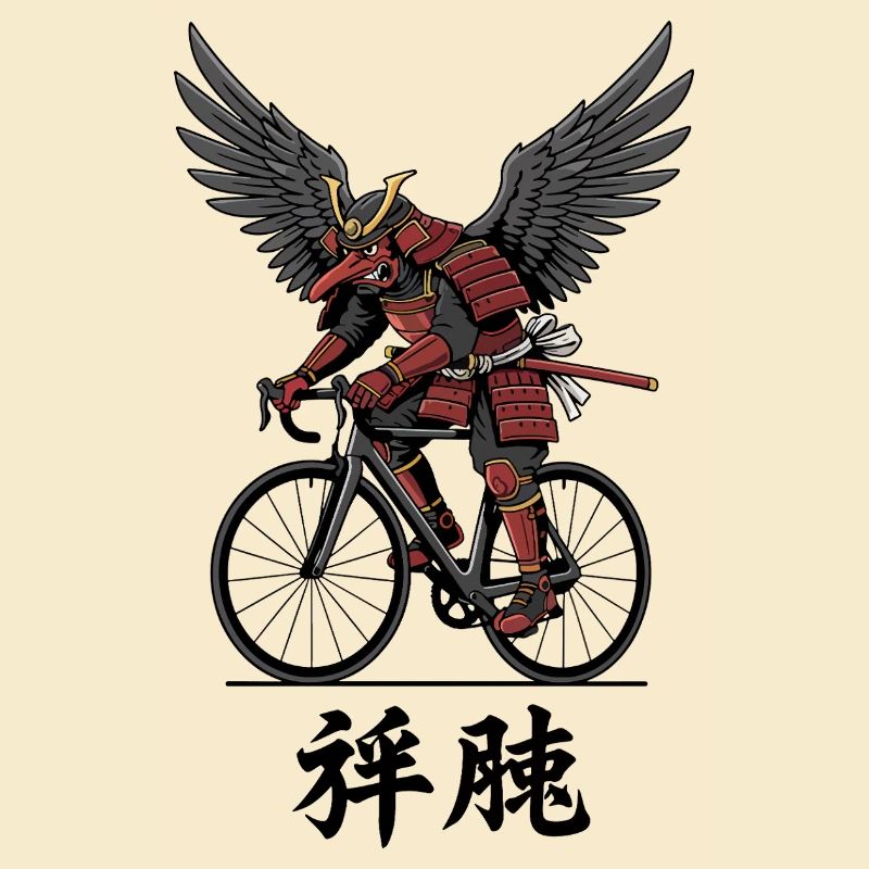 Winged Samurai on Bicycle
