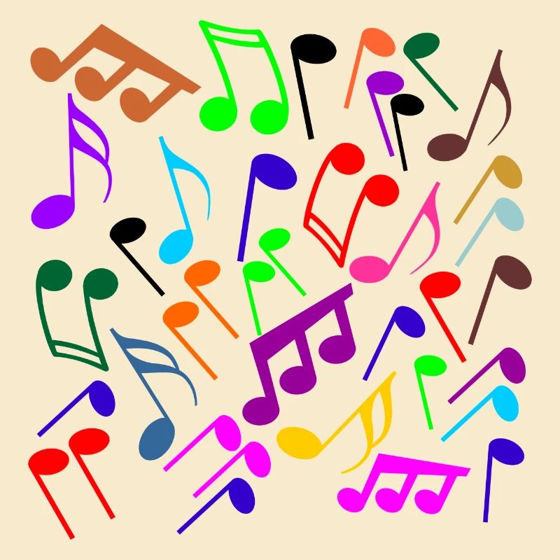 Music notes in color criss-cross version
