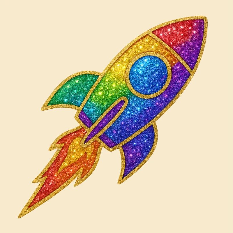 Regenbogen Rakete Glitzer Design