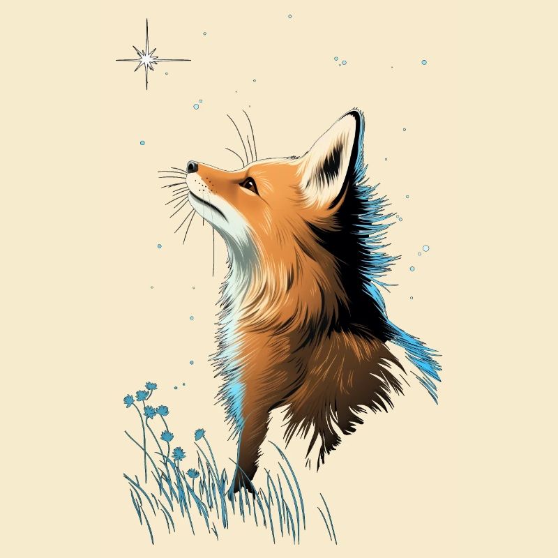 Fuchs mit Sternenhimmel