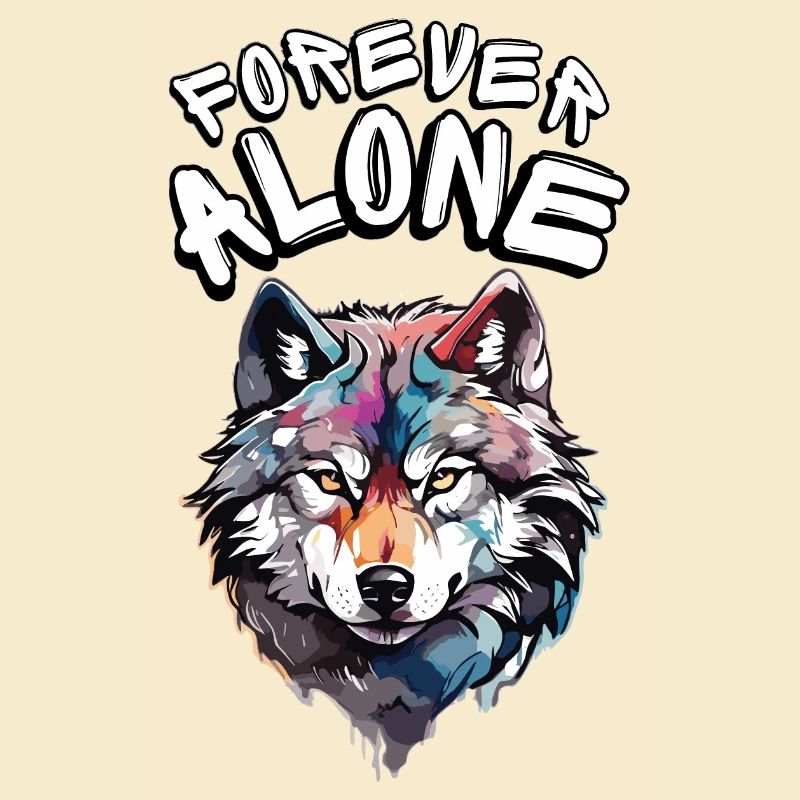 Un portrait de loup coloré avec un message