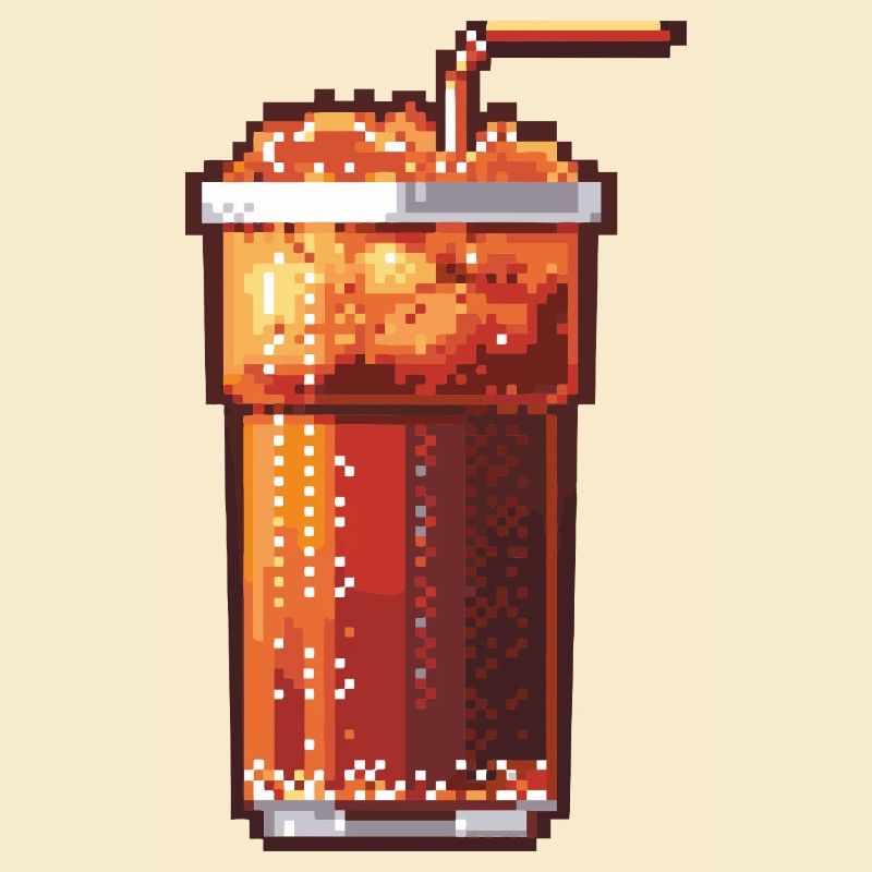 Pixel Cola Glas mit Eis