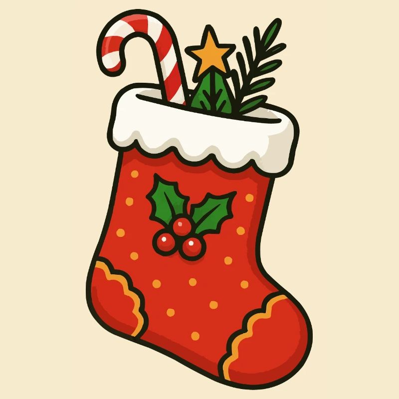 Christmas stocking with candy cane