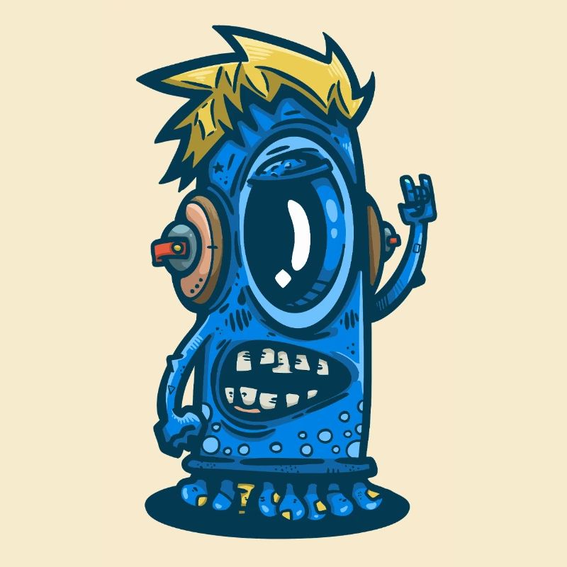 Blue Monster mit Kopfhörern