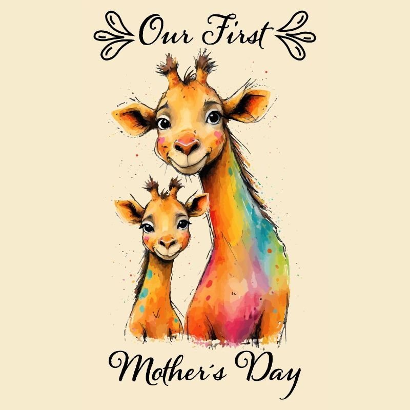 Erster Muttertag: Giraffen-Mama & Kind
