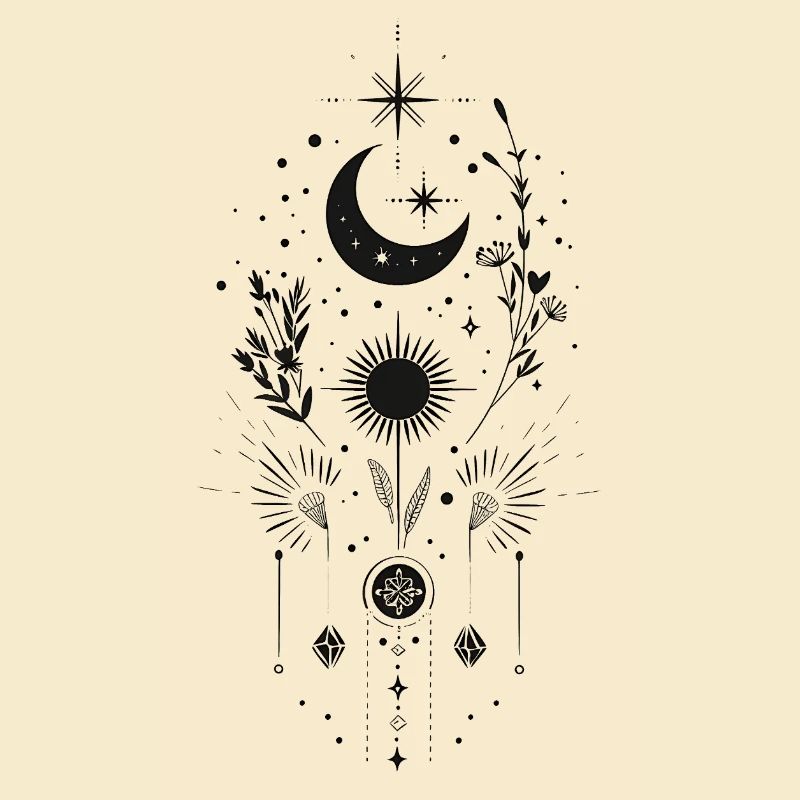 Boho Moon & Sun – Mystical Line Art Design