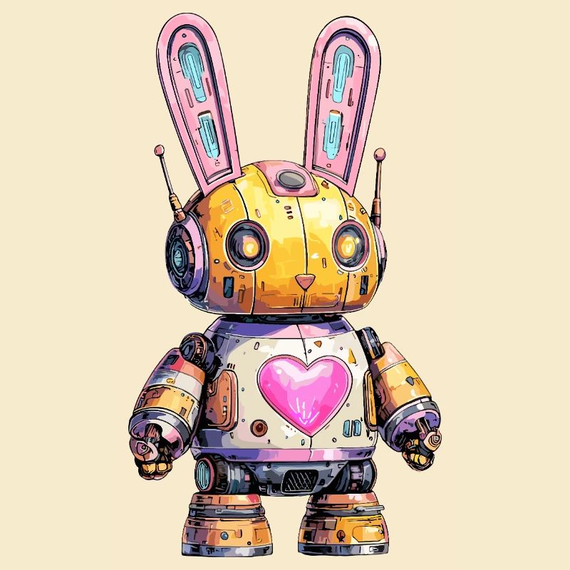 Neon robot bunny