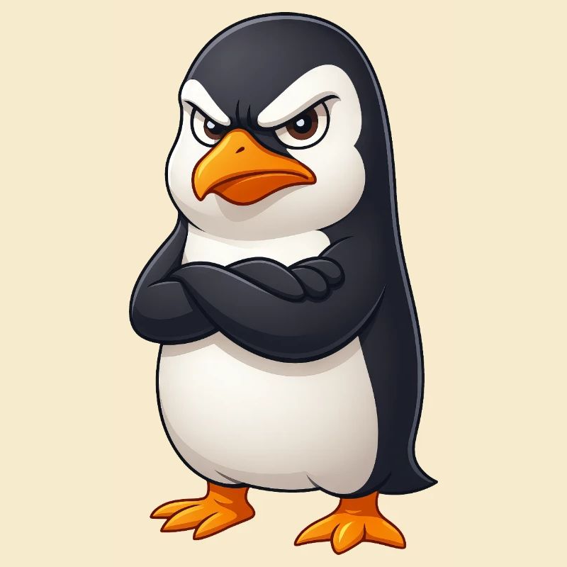 Süßer Pinguin Cartoon grumpy beleidigt lustig