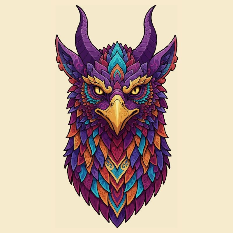 Hibou coloré avec des cornes
