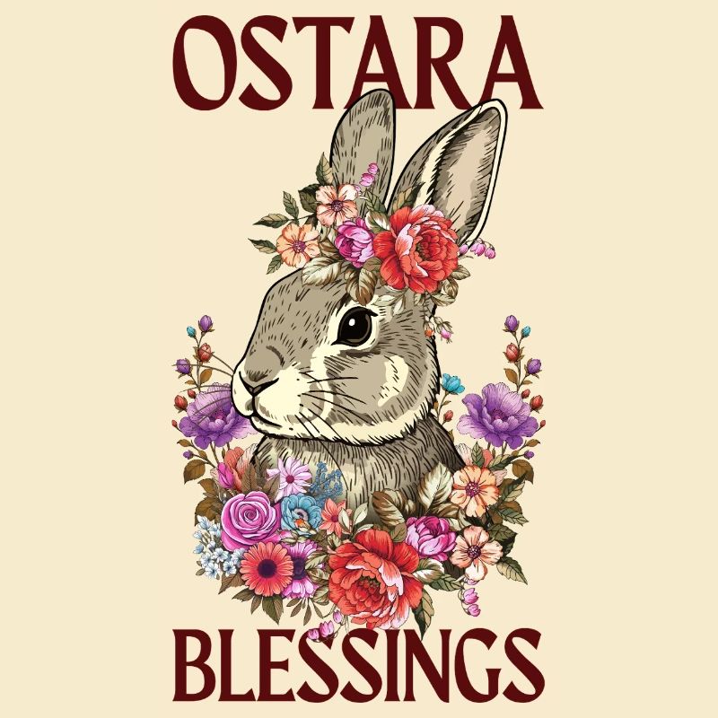 Ostara Blessings Happy Easter Rabbit Floral