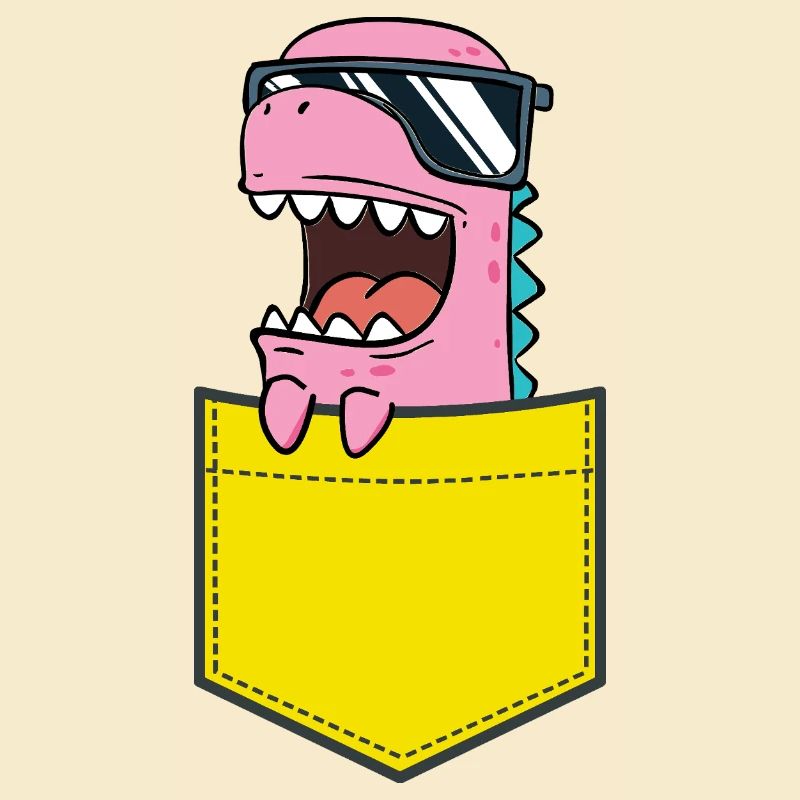 Pinker Dino mit Sonnenbrille Kinder Baby Comic