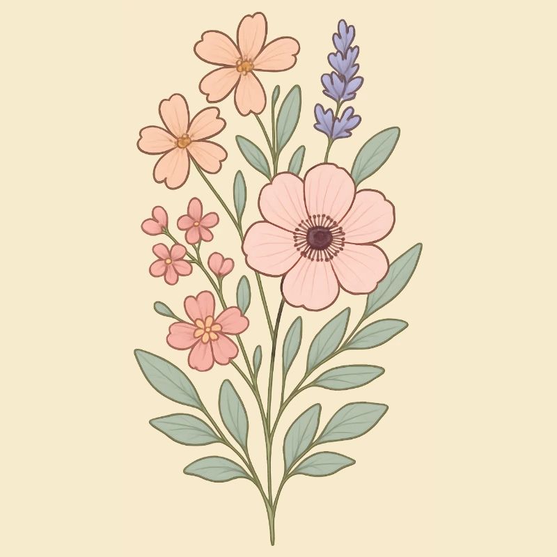 Bouquet aquarelle fleurs pastel