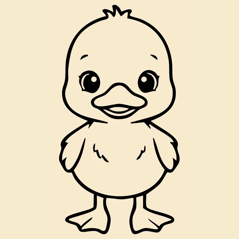 Bébé canard mignon – Design noir et blanc