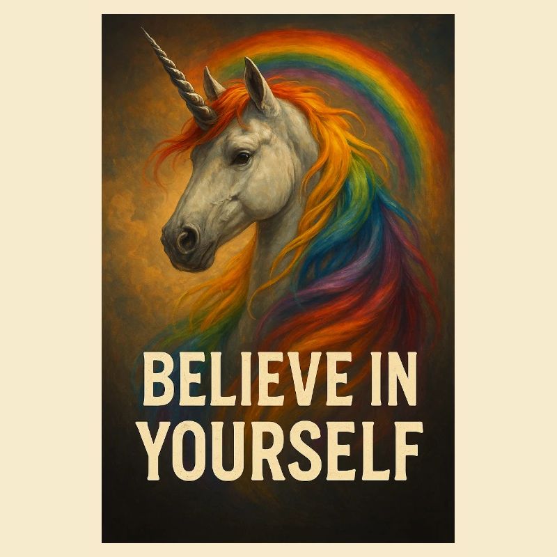 Glaub an dich selbst Einhorn Regenbogen