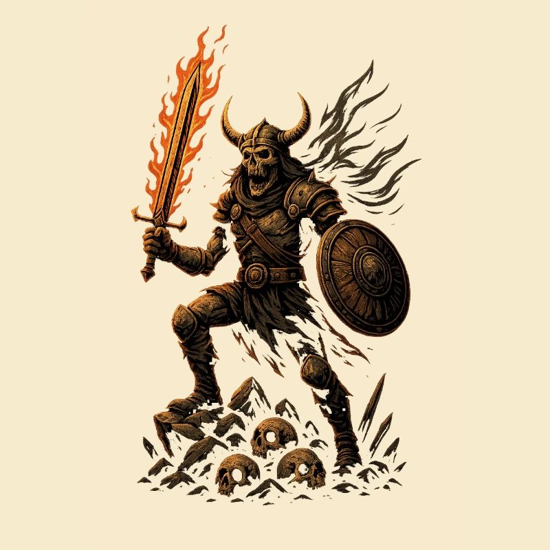 Dämonischer Krieger mit Feuer-Dolch