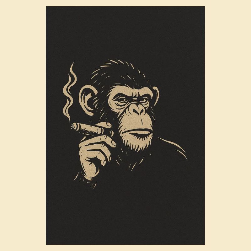 Singe avec des cigares Impression d’art