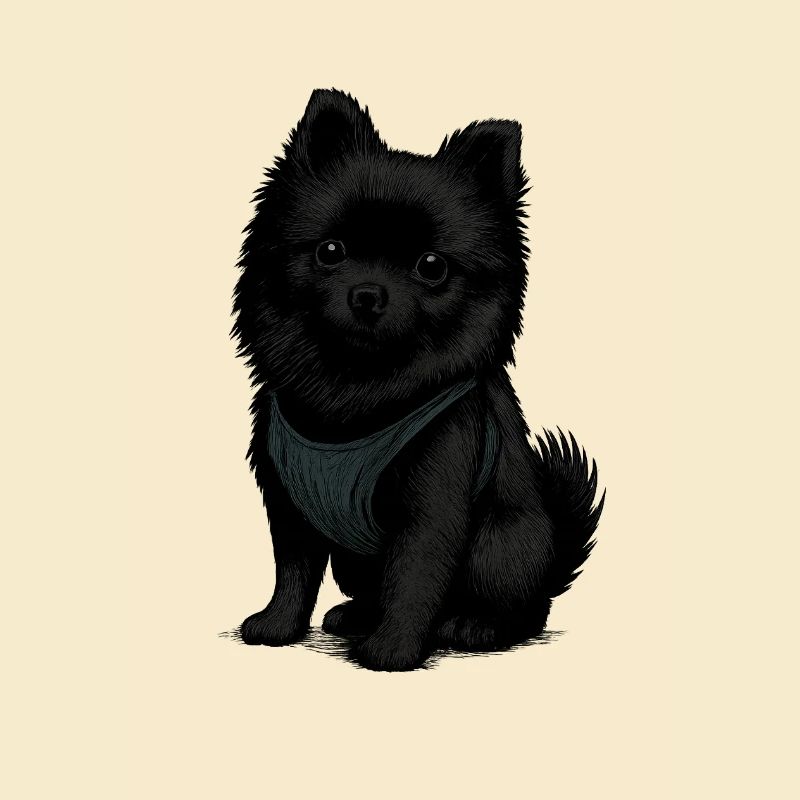 Schwarzer Spitz Hund mit Süssenblick