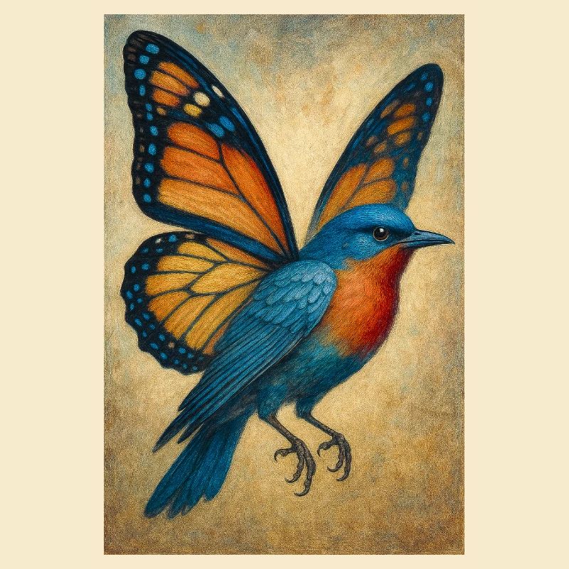 Flying Bird with Butterfly Wings